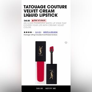Yves Saint Laurent Lip Stain - Bold Red